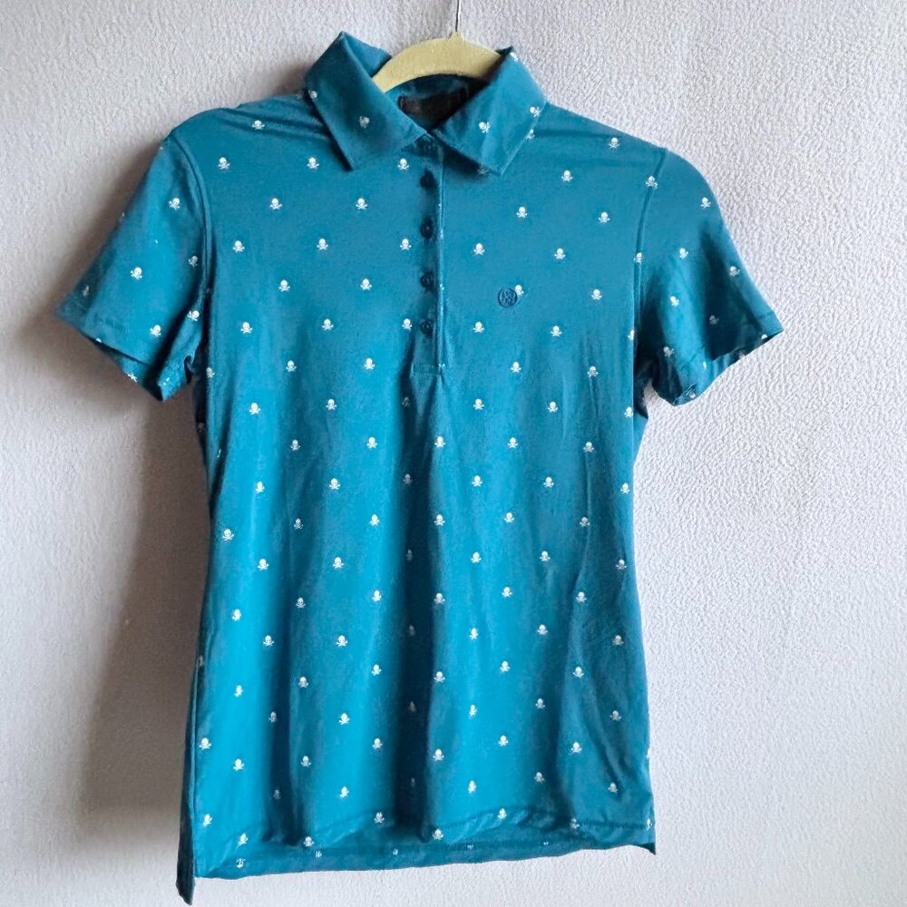 Blue Skull & Crossbones Short Sleeve Polo Shirt